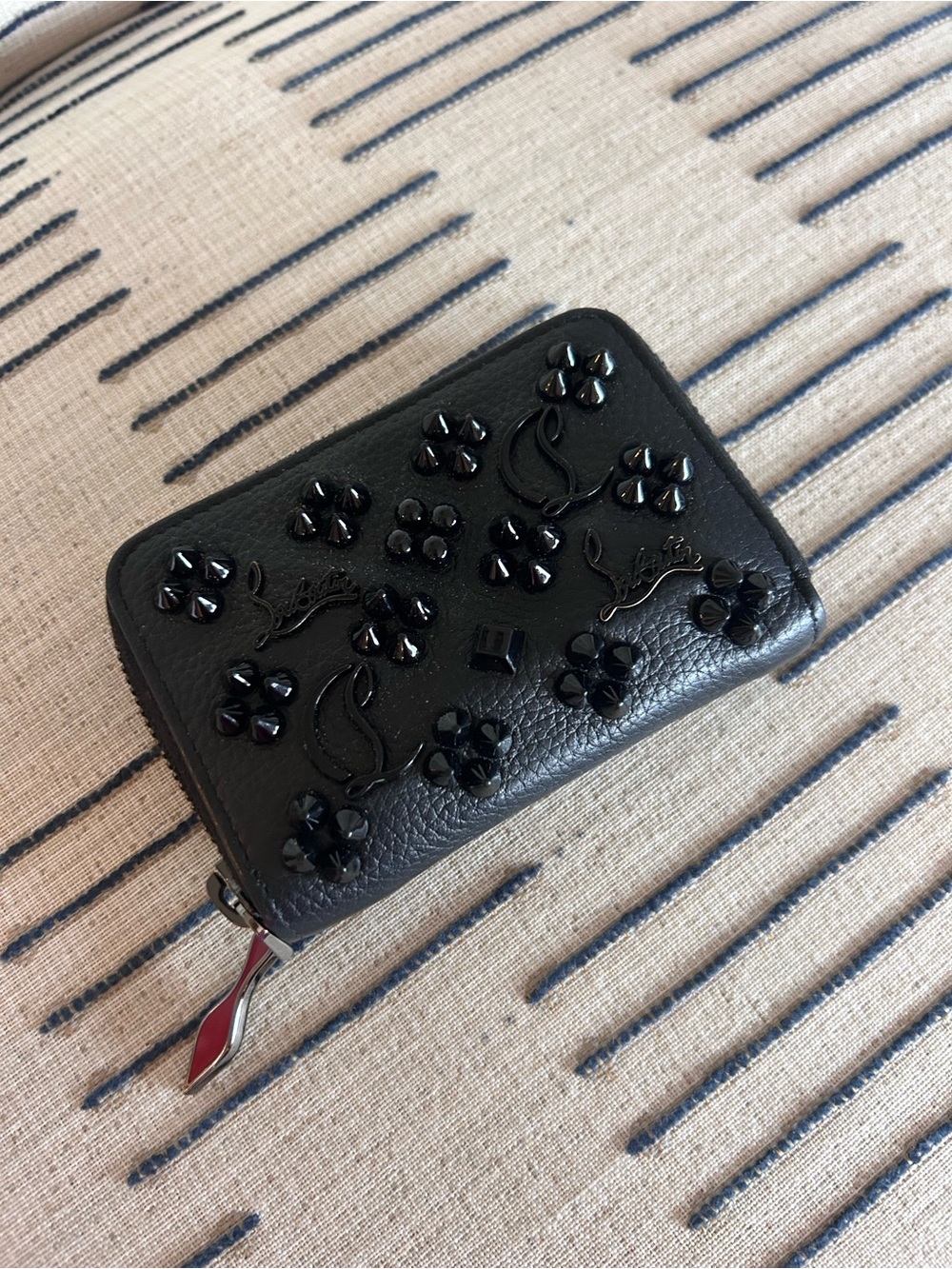 Christian Louboutin Black Pannettone Zip Card Holder